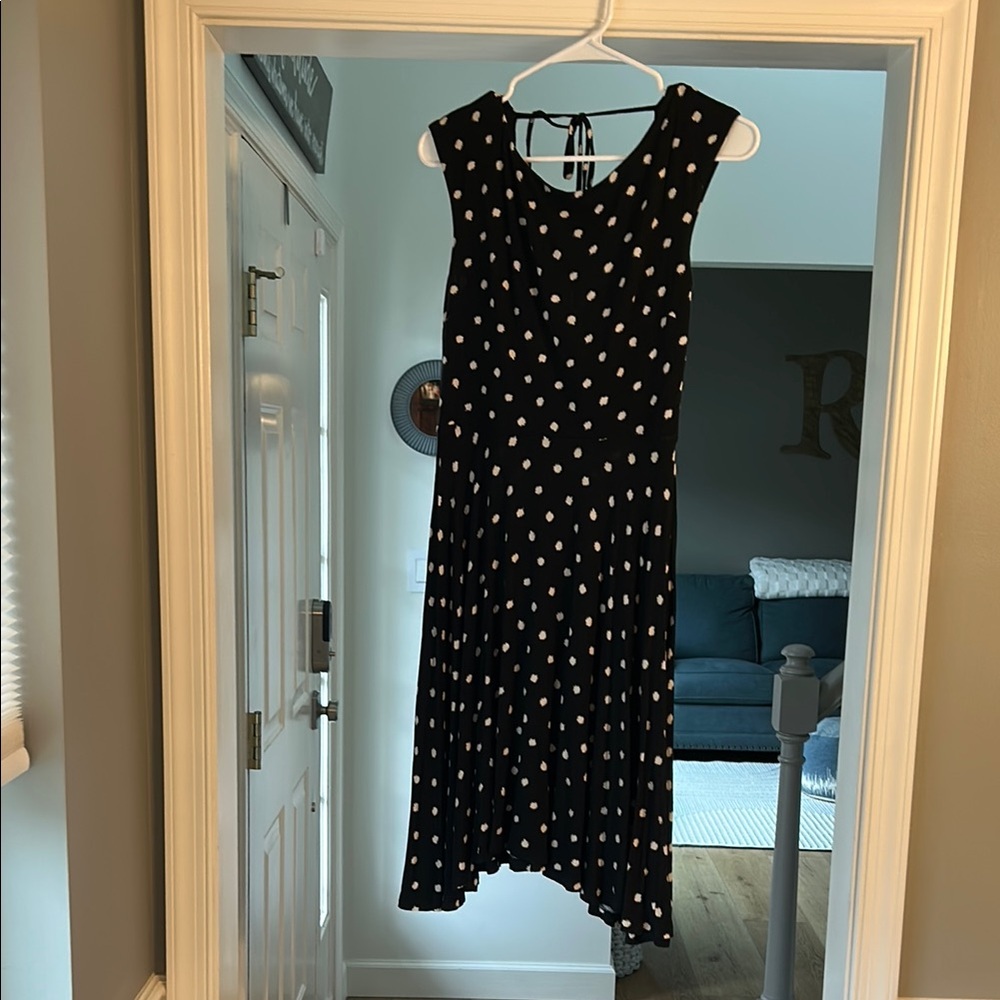 Polka Dot Sleeveless Dress - Black and White